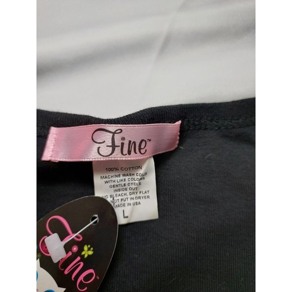 Vintage French Kitty by Mighty Fine Womens Top, Plaid Cat, Black, Large - Picture 3 of 4